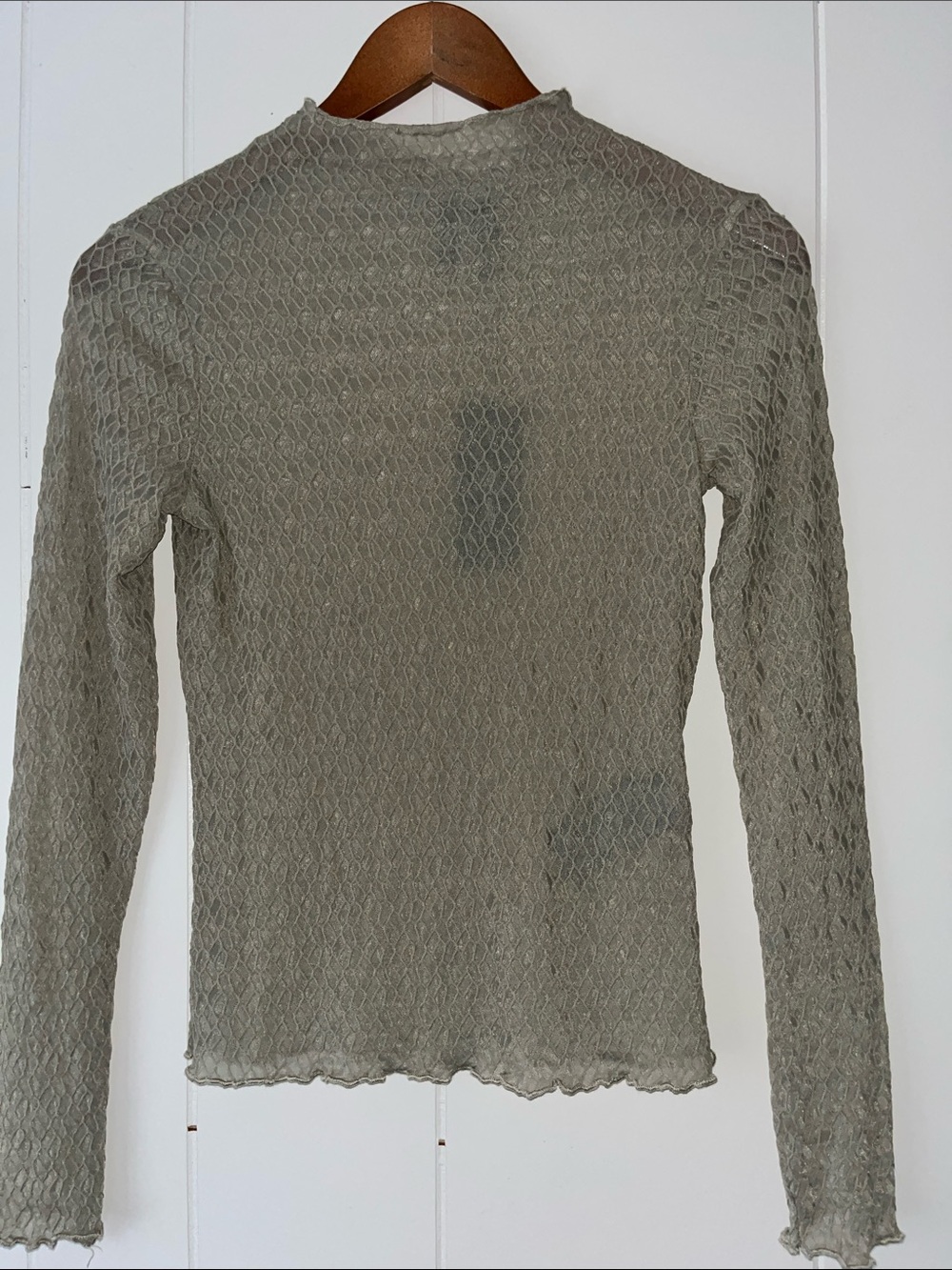 Vero Moda Olive Mesh Long-Sleeve Top